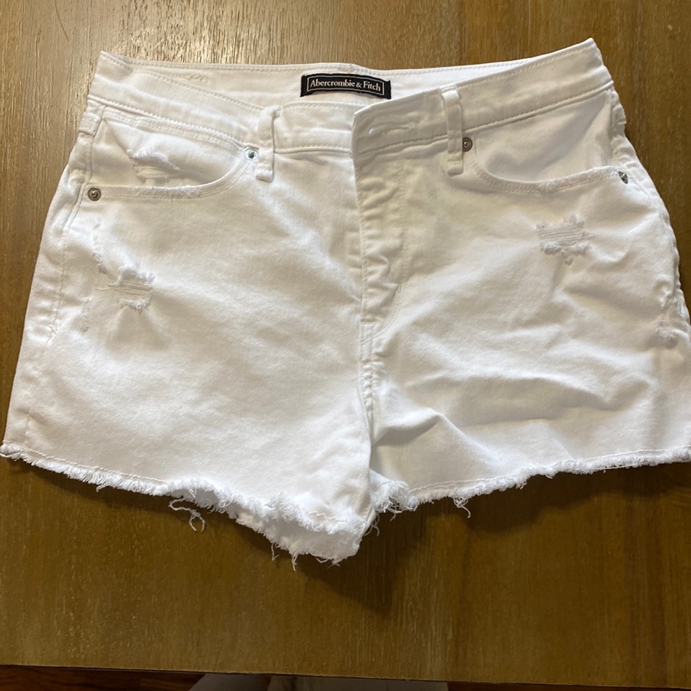 Abercrombie & Fitch white denim shorts
